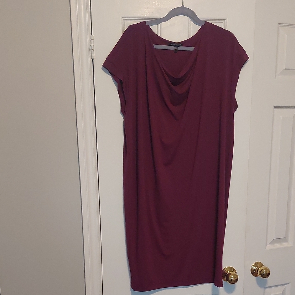 Eileen Fisher Draped Neck Plum Midi Dress